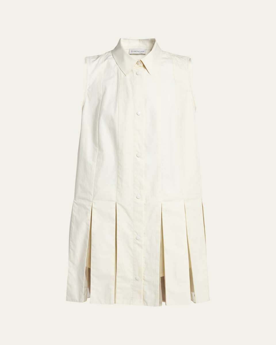 Snap-Front Sleeveless Godet Dress